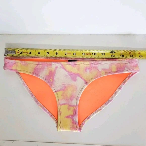 TRIANGL Women's Small Swim Bikini Bottoms Tie Dye Pink Orange Neon Neoprene - Picture 7 of 8
